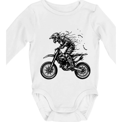 Cross Enduro kostra Body dojčenské s dlhým rukávom Biela