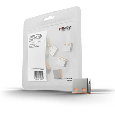 Lindy 40463 порт блокер USB Тип-A Оранжев Акрилонитрил бутадиен стирен (АБС) 10 броя (40463) (40463)