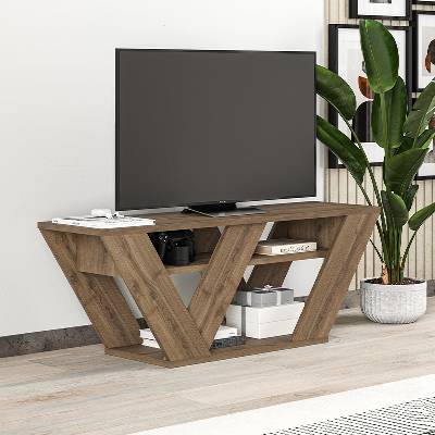 TopMebel Меламинов телевизионен стойка Pipralla в светъл орех 110x30x40см