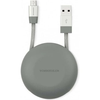 Vonmahlen Кабел Vonmahlen E070P0004, от USB-A(м) към USB Micro B(м), 1m, сребрист (E070P0004)