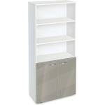 Bogdan Furniture G Етажерка BM-Ava-5 с две вратички, сив гланц с бяло гладко