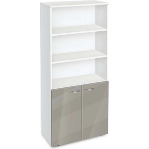 Bogdan Furniture G Етажерка BM-Ava-5 с две вратички, сив гланц с бяло гладко