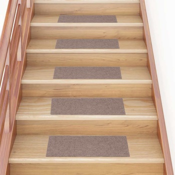 vidaXL Изтривалки за стълби, самозалепващи се, 15 бр. , 60x25 см, светлокафяви, правоъгълни (326912)