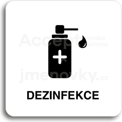 ACCEPT Piktogram dezinfekce V - bílá tabulka - černý tisk bez rámečku