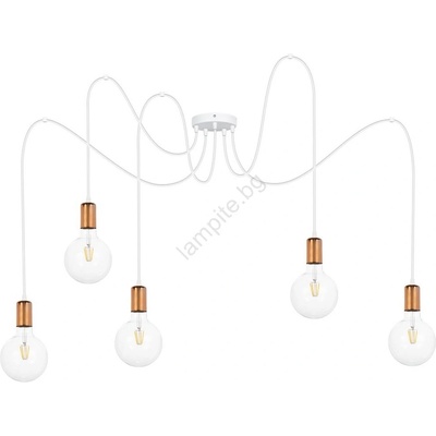 BELIS Пендел MIROS 5xE27/60W/230V паяк бял/меден (BE0778)