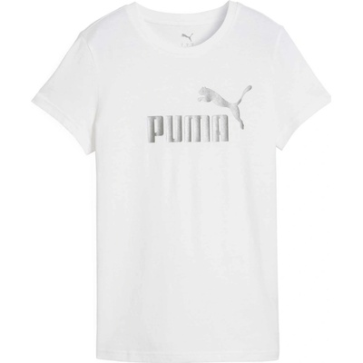 Puma Dámske tričko ESSENTIALS METALLIC NO.1 LOGO TEE biela strieborná