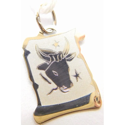 Klenoty Budín Zlatý přívěsek znamení BÝK v bílém zlatě na pergamenu GUPWN 58291