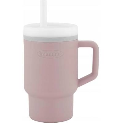 Infantino Силиконова чаша със сламка Infantino - My 1st Tumbler, 270 ml, светлорозово (IN308066)