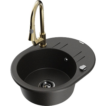 Mexen Kevin гранитна мивка с 1 корито с отцедник и кухненски смесител Elia, (6517-75-670101-50-B)