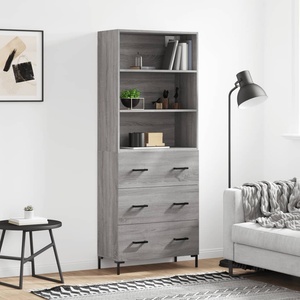 vidaXL Висок шкаф, сив сонома, 69, 5x34x180 см, инженерно дърво (3189387)