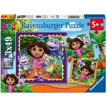 Ravensburger Пъзел Ravensburger от 3 x 49 части - Дора Изследователката (12004197)