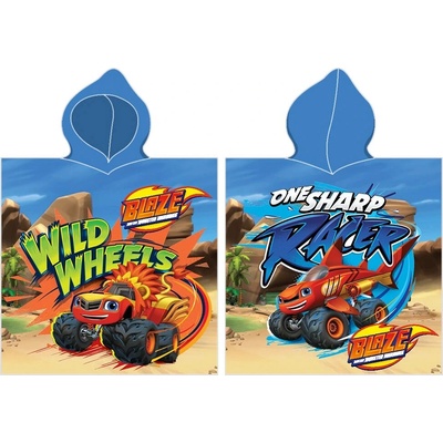 Carbotex Detské pončo 55 x 110 cm Plamienok a štvorkoláci rýchla jazda