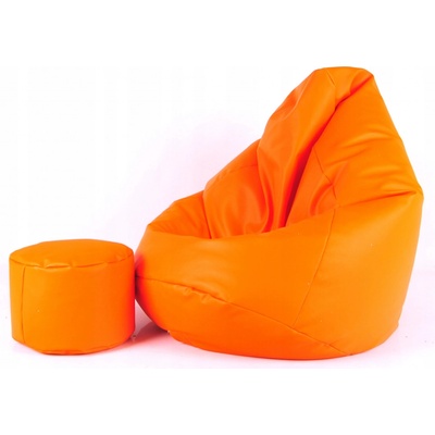 JAKS Vak na sedenie s podnožkou oranžový ekokoža