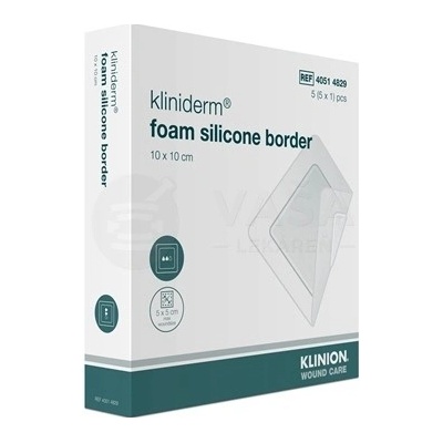 Kliniderm Foam Silicon Border Krytie na rany penové silikónové sterilné 10 x 10 cm 5 ks