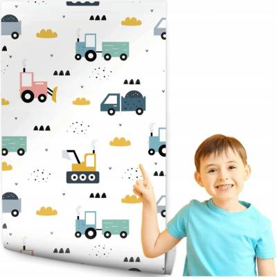 Dětská tapeta Muralo traktory bagry náklaďáky 50 cm x 10 m