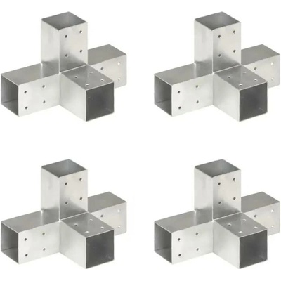 Greatstore Trámová spojka 4 ks ve tvaru X pozinkovaný kov 71 x 71 mm