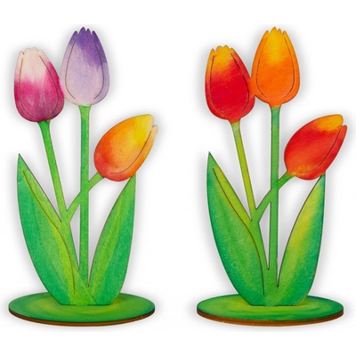 Dřevěný tulipán, nevybarvený Rozměr 15cm