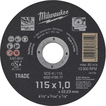 Milwaukee Řezný kotouč 115 x 1,0 mm 4932479577