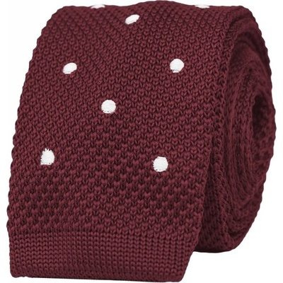 Bubibubi pletená kravata s bodkami vínová