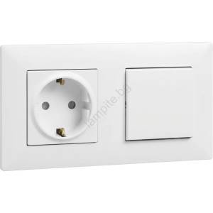Legrand - домашна SCHUKO розетка 250V/16A и единичен ключ №1 с бяла рамка NILOE STEP (LR0115C)