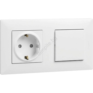 Legrand Legrand-битова SCHUKO розетка и еднополюсен ключ № 1 с рамка NILOE STEP 250V бяла (LR0115C)