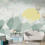 Art Gift Decor Детски фототапет планини с балони и слънце