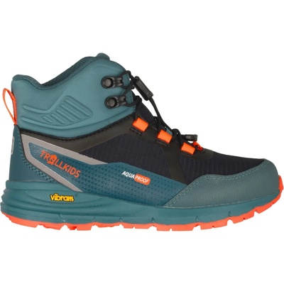 Trollkids Детски туристически обувки Trollkids Kid's Skarvan Hiker Mid XT Walking boots - Stormy Blue / Flame Orange / Black - размер 29 (EU) (702-4131-0612)