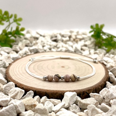 Certom Provázkový náramek se zebřím jaspisem a stříbrnými detaily 0111