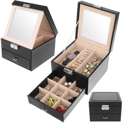 Iso Trade šperkovnice se zrcadlem na klíč ISO 8898 černá