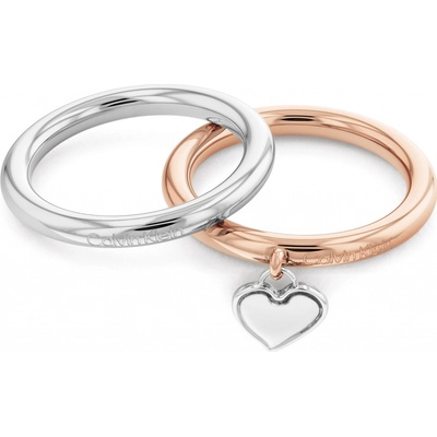 Calvin Klein Romantická bicolor súprava oceľových prsteňov Captivate 35000327