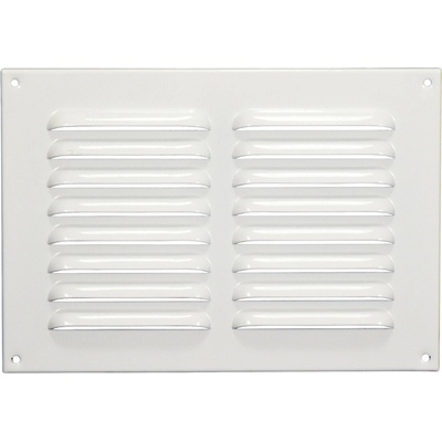 Dalap Kovová bez príruby s pevnou žalúziou a sieťkou 215x150 mm biela