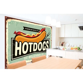DIMEX ART s. r. o Самозалепваща се флизелинова фототапета табела - хотдог 375 x 250 см
