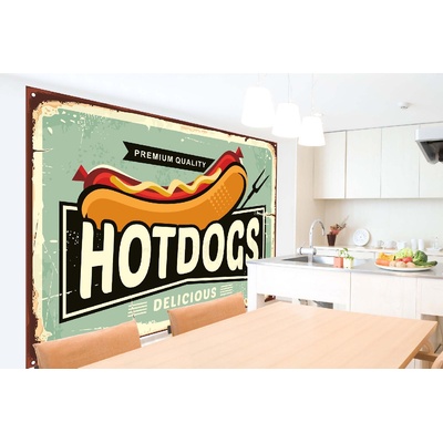 DIMEX ART Самозалепваща се флизелинова фототапета табела - хотдог 375 x 250 см