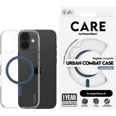 Panzer Калъф CARE - Flagship Blue MagSafe, iPhone 16, прозрачен (5715685004315)