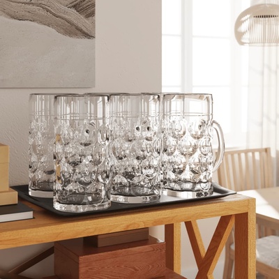 vidaXL Халби за бира с дръжка, стъкло, 6 бр, 1000 мл (4005747)