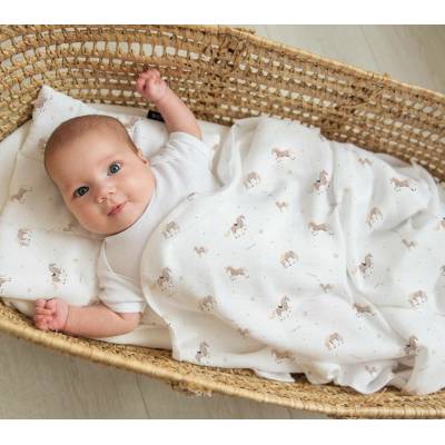 Lullalove Zavinovací přikrývka z mušelínu plena Koníci