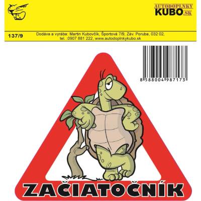 Samolepka POZOR Začiatočník korytnačka