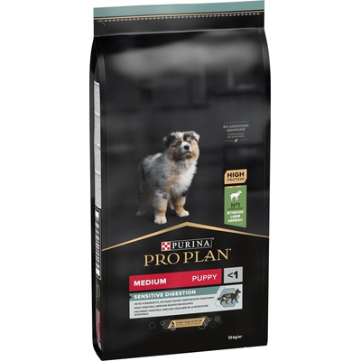 Purina PRO PLAN Dog Medium Puppy Sensitive Digestion Суха храна за малки кученца от средни породи, с Агнешко - 12кг