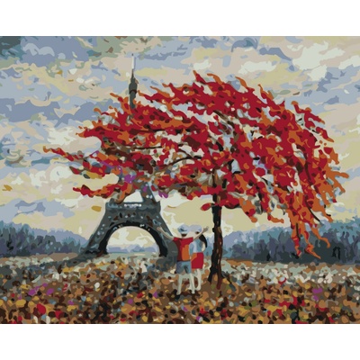 ZUTY Malování podle čísel ZAMILOVANÝ PÁR A EIFFELOVA VĚŽ 40 x 50 cm