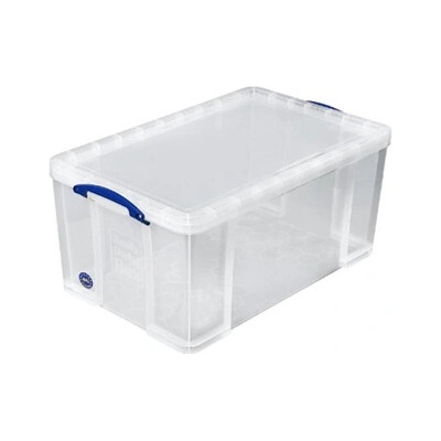 REALLY USEFUL plastový box 64 l s vekom 71×44×31 cm transparentný