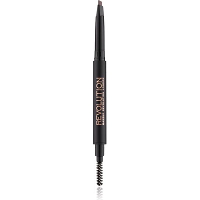 Makeup Revolution Duo Brow Definer прецизен молив за вежди цвят Medium Brown 0.15 гр
