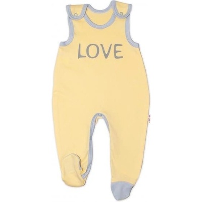 Baby Nellys Dojčenské bavlnené dupačky Love žlté
