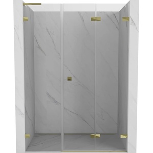 Mexen Lunar-F L сгъваеми душ врати десни 125 см, прозрачни, златни - 836SL-125-050-50-00-P (836SL-125-050-50-00-P)