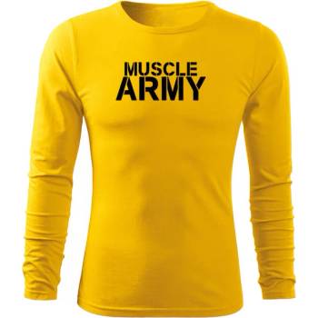 DRAGOWA FIT-T Тениска с дълъг ръкав Muscle Army, жълта, 160 г/м2 (5838)