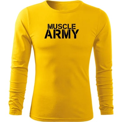 DRAGOWA FIT-T Тениска с дълъг ръкав Muscle Army, жълта, 160 г/м2 (5838)