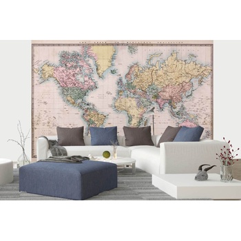 DIMEX ART s. r. o Самозалепваща се флизелинова фототапета стара цветна карта 375 x 250 см