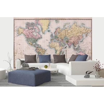 DIMEX ART Самозалепваща се флизелинова фототапета стара цветна карта 375 x 250 см