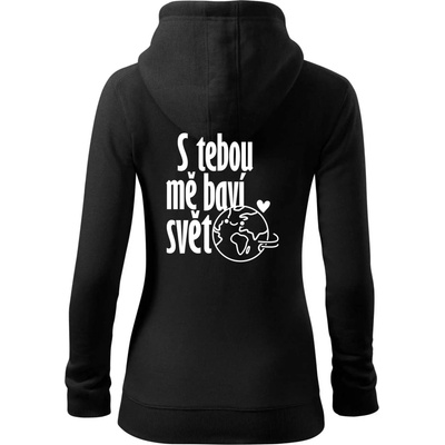 S tebou mě baví svět dámská mikina trendy zipper s kapucí Černá – Hledejceny.cz