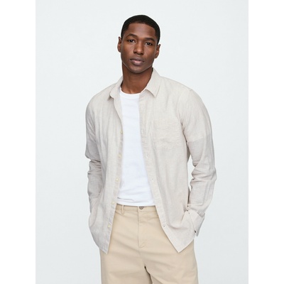 GAP Риза от лленобленда Standard Fit GAP GAP | Bezhov | МЪЖЕ | S