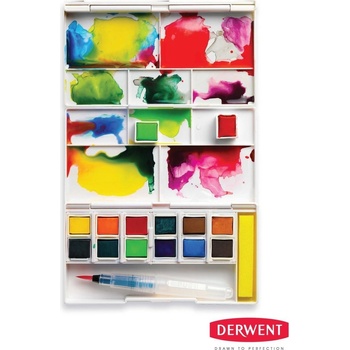 Derwent 2302636 Inktense akvarelové barvy v pánvičkách cestovní set 12 ks